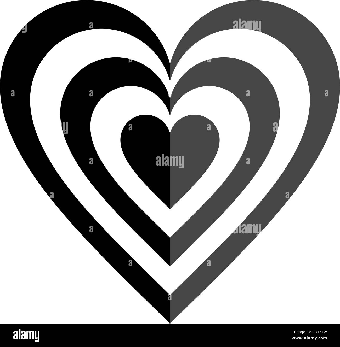 Icône Symbole cible coeur - noir simple, isolée - vector illustration Illustration de Vecteur