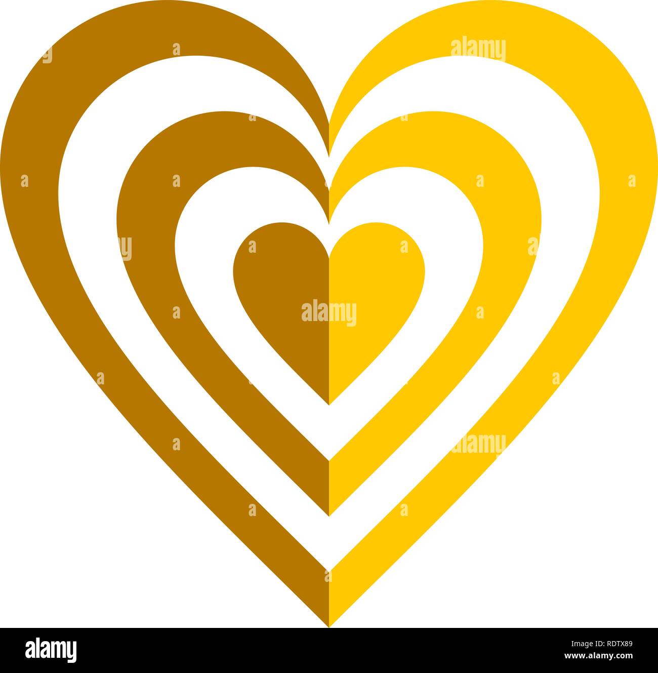 Icône Symbole cible coeur - simple or, isolé - vector illustration Illustration de Vecteur