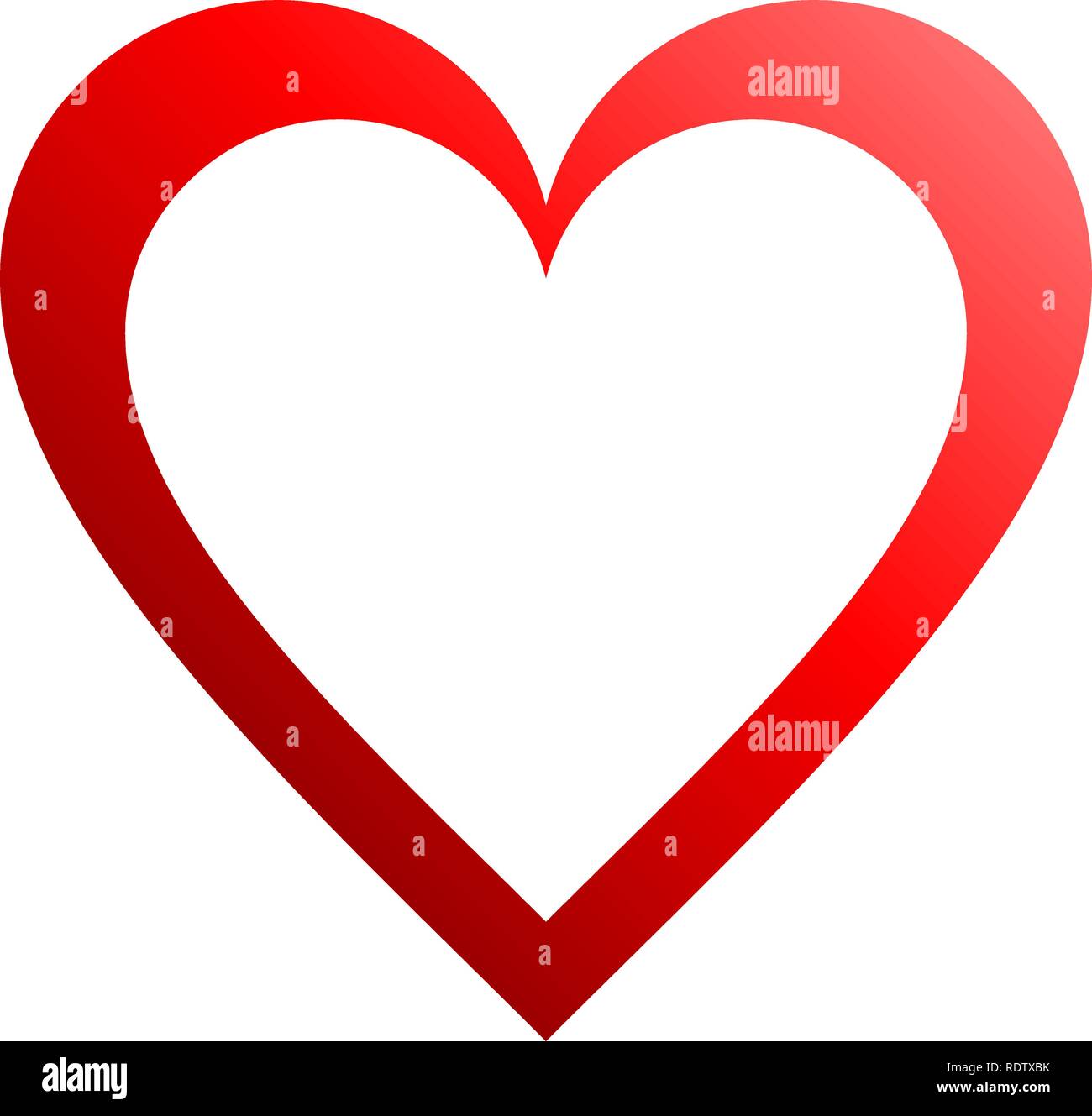 Icône symbole coeur rouge - gradient décrit, isolé - vector ...