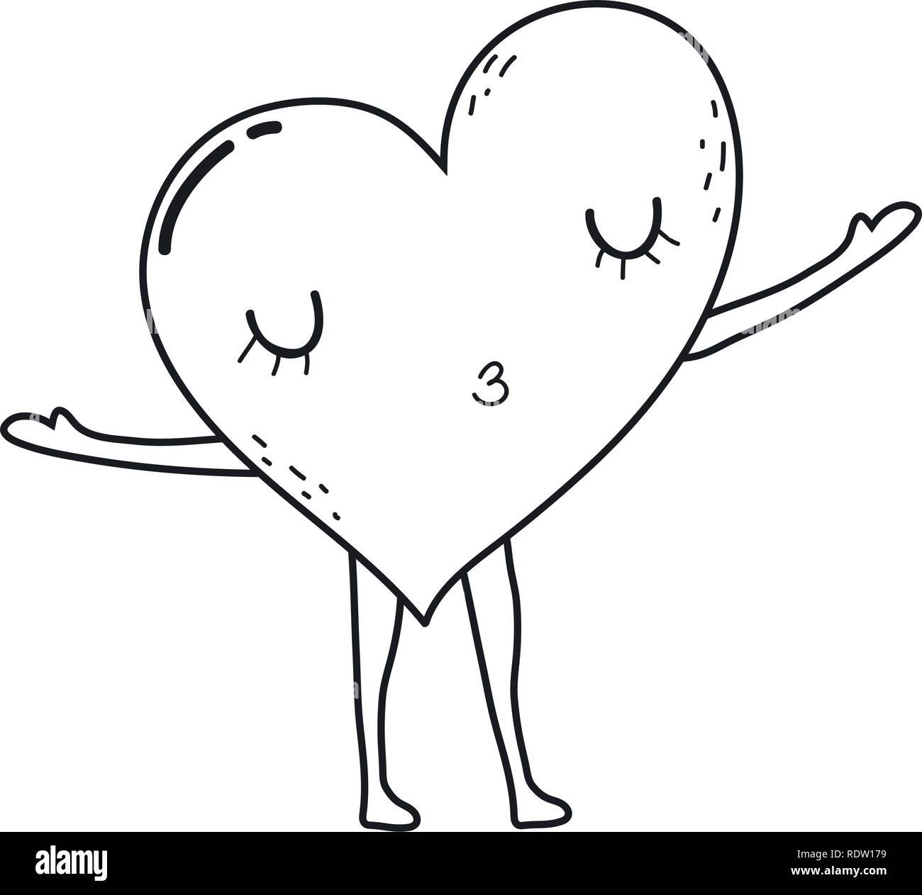 Cœur Amour Personnage Kawaii Image Vectorielle Stock Alamy
