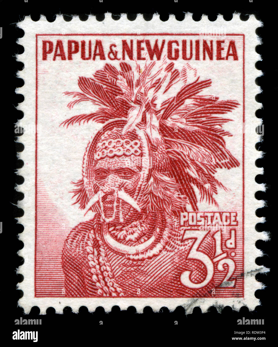 Timbre-poste de la Papouasie-Nouvelle-Guinée dans la série picturale publié en 1952 vous y trouverez Banque D'Images