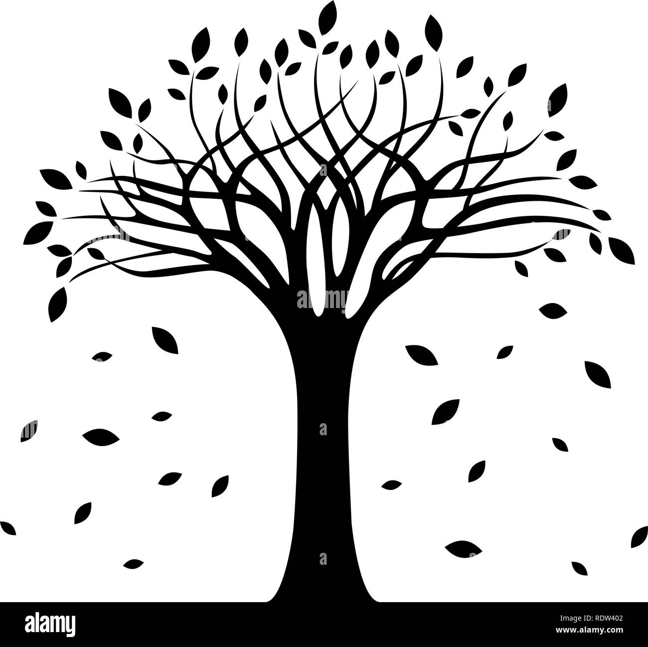 Silhouette d'arbre d'automne sur fond blanc vector illustration Illustration de Vecteur