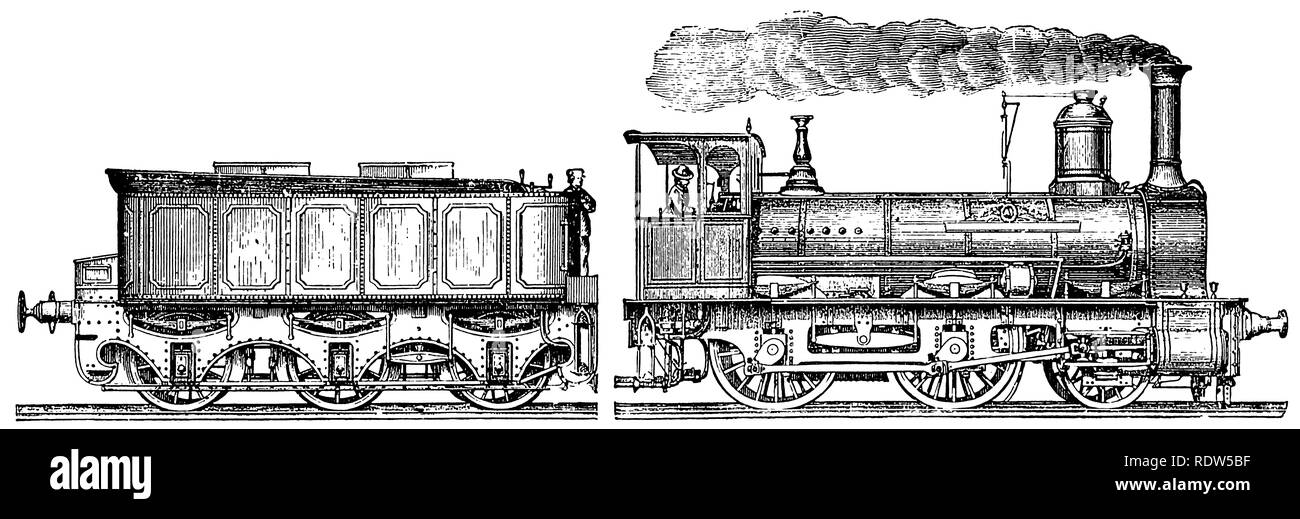 Gravure de moteur à vapeur victorienne Banque D'Images