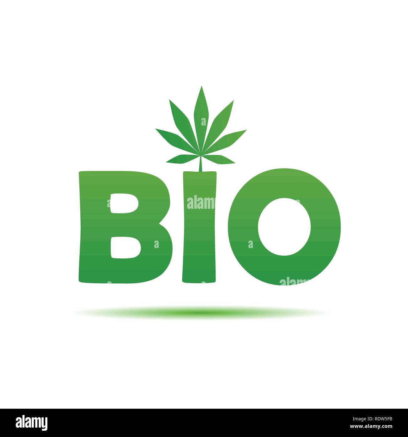 Bio green typographie avec feuille de cannabis illustration vecteur EPS10 Illustration de Vecteur