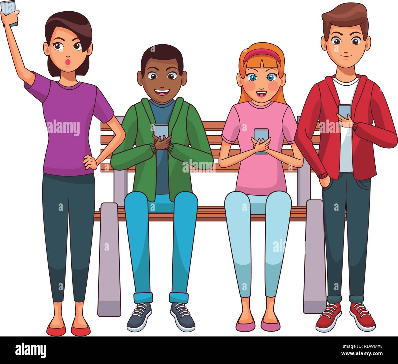 Groupe d'amis cartoon Illustration de Vecteur