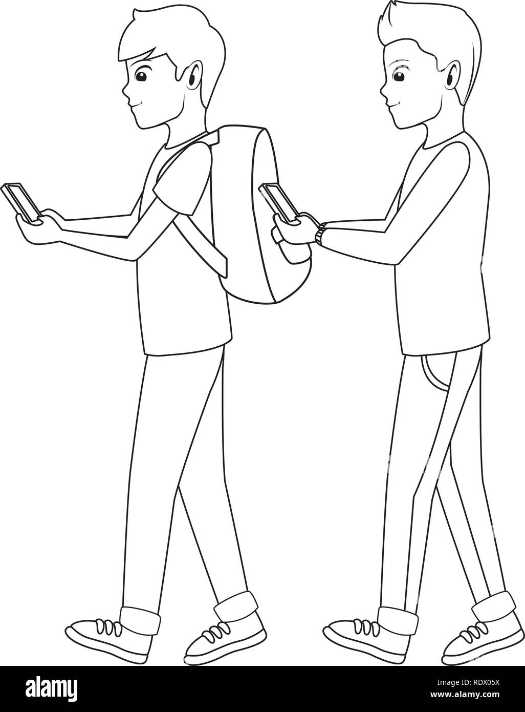 Les jeunes hommes cartoon Illustration de Vecteur