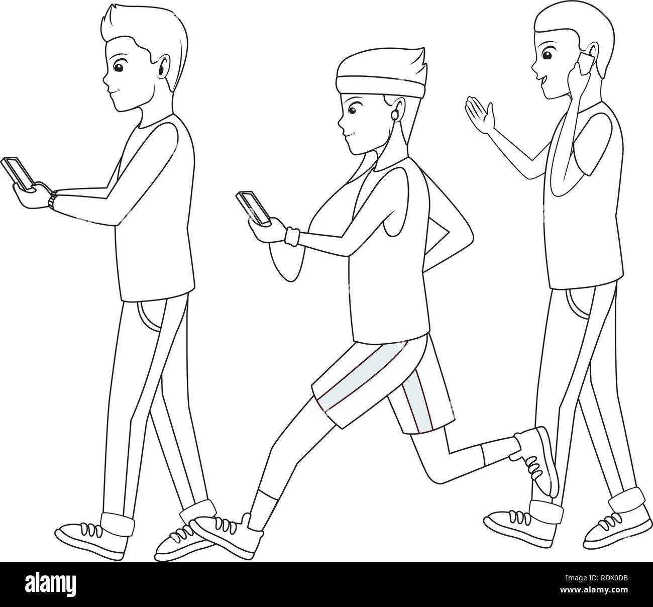 Les jeunes hommes cartoon Illustration de Vecteur