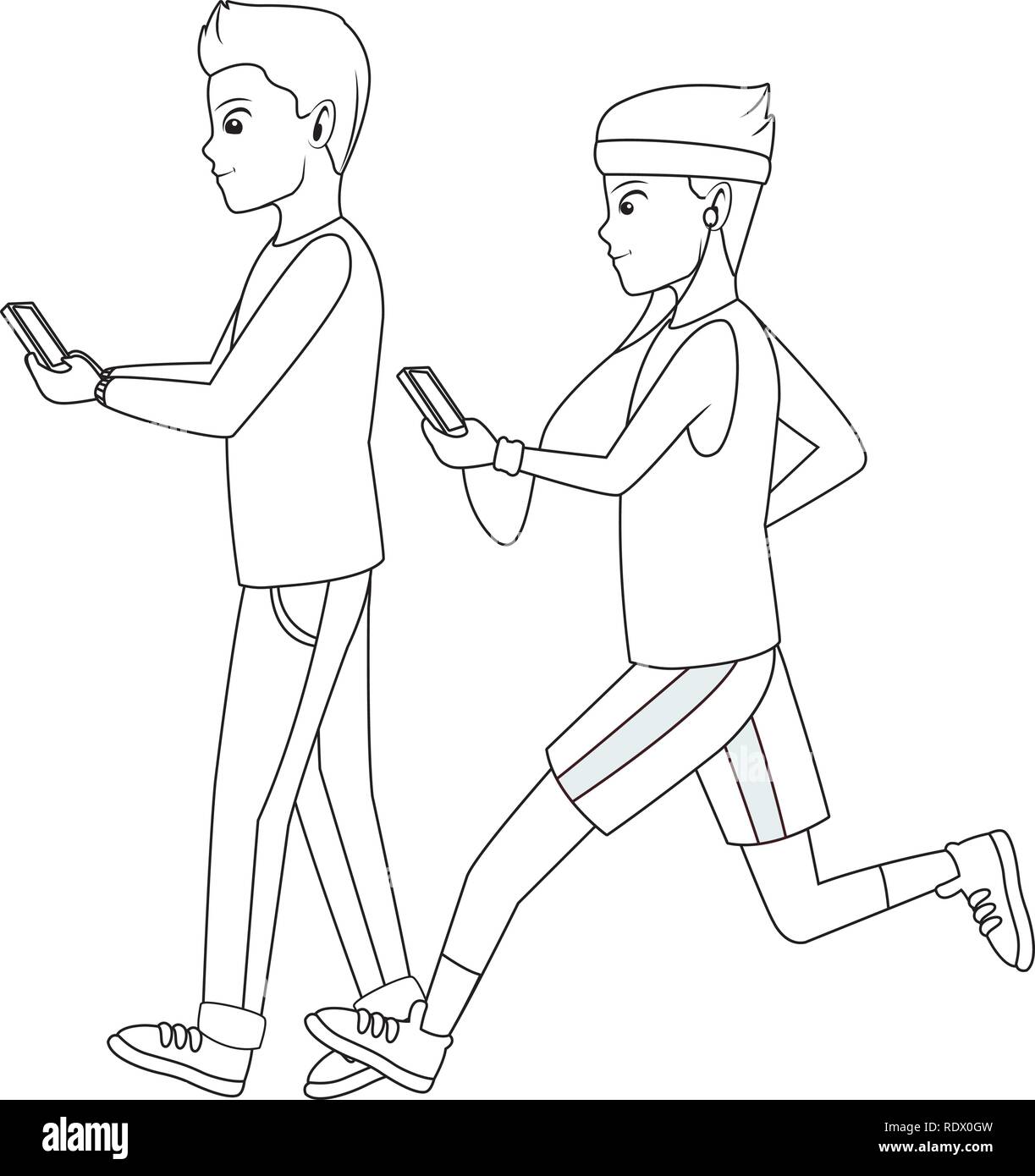 Les jeunes hommes cartoon Illustration de Vecteur