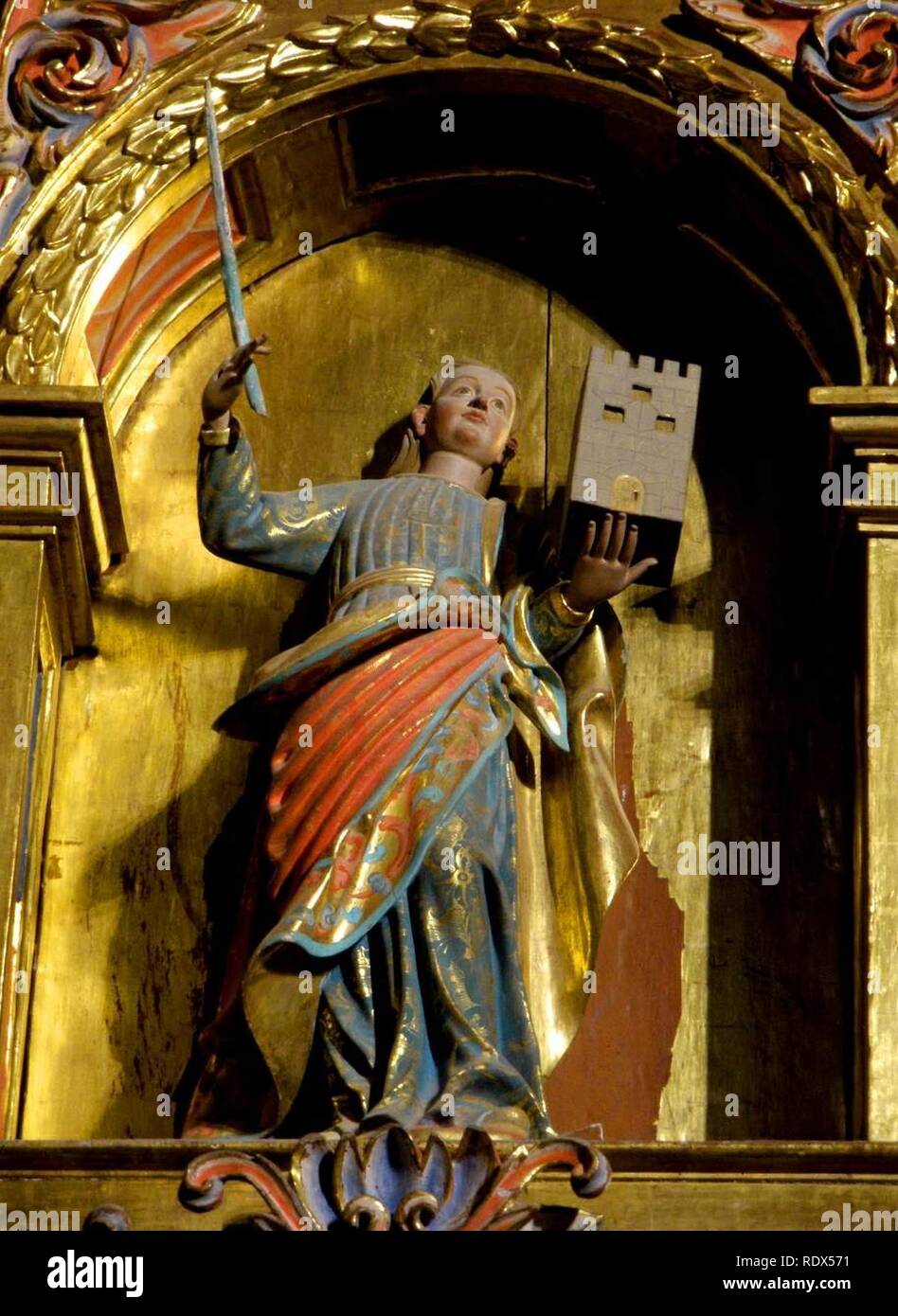 Arceniega - Santuario de Nuestra Señora de la Encina, interiores, retable de San Jose 2. Banque D'Images