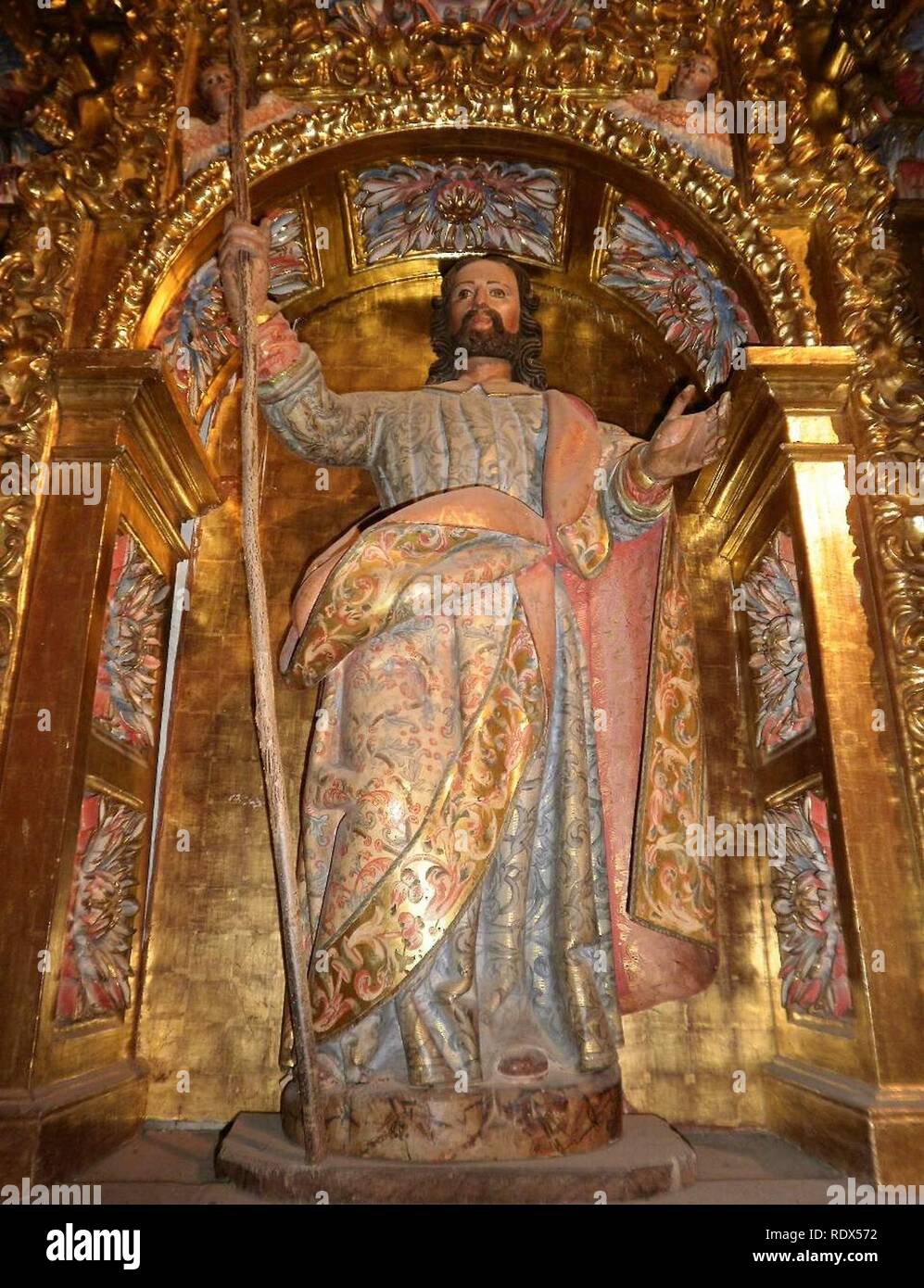 Arceniega - Santuario de Nuestra Señora de la Encina, interiores, retable de San Jose 4. Banque D'Images