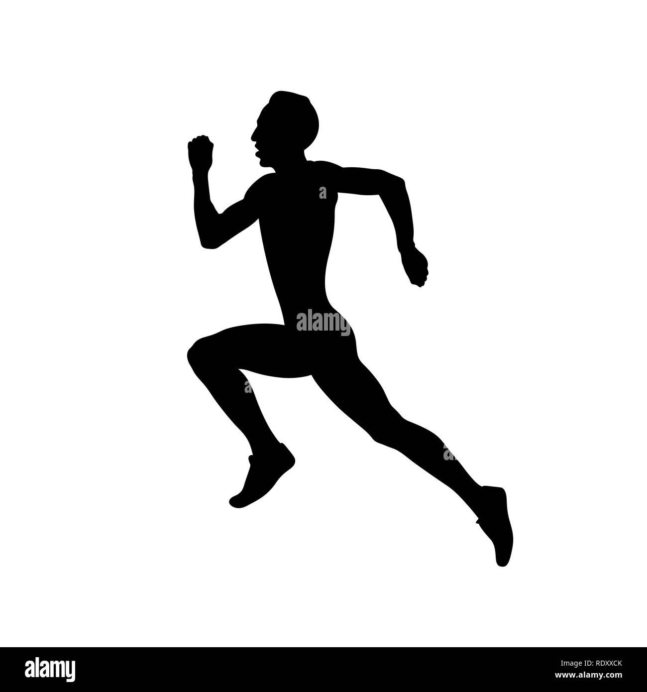 Athlète masculin piste sprint runner silhouette noire Banque D'Images