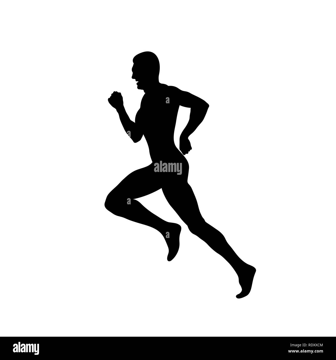 400 mètres de piste sprint sportif runner silhouette noire Banque D'Images