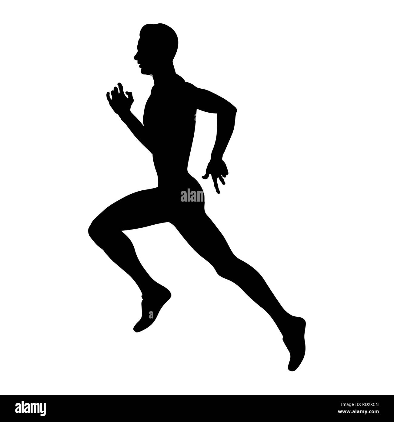 Coureur professionnel exécutant athlète sprinter silhouette noir Banque D'Images