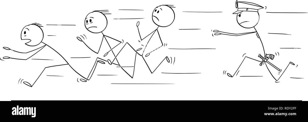 Caricature de groupe d'hommes d'affaires ou l'exécution de policier Illustration de Vecteur