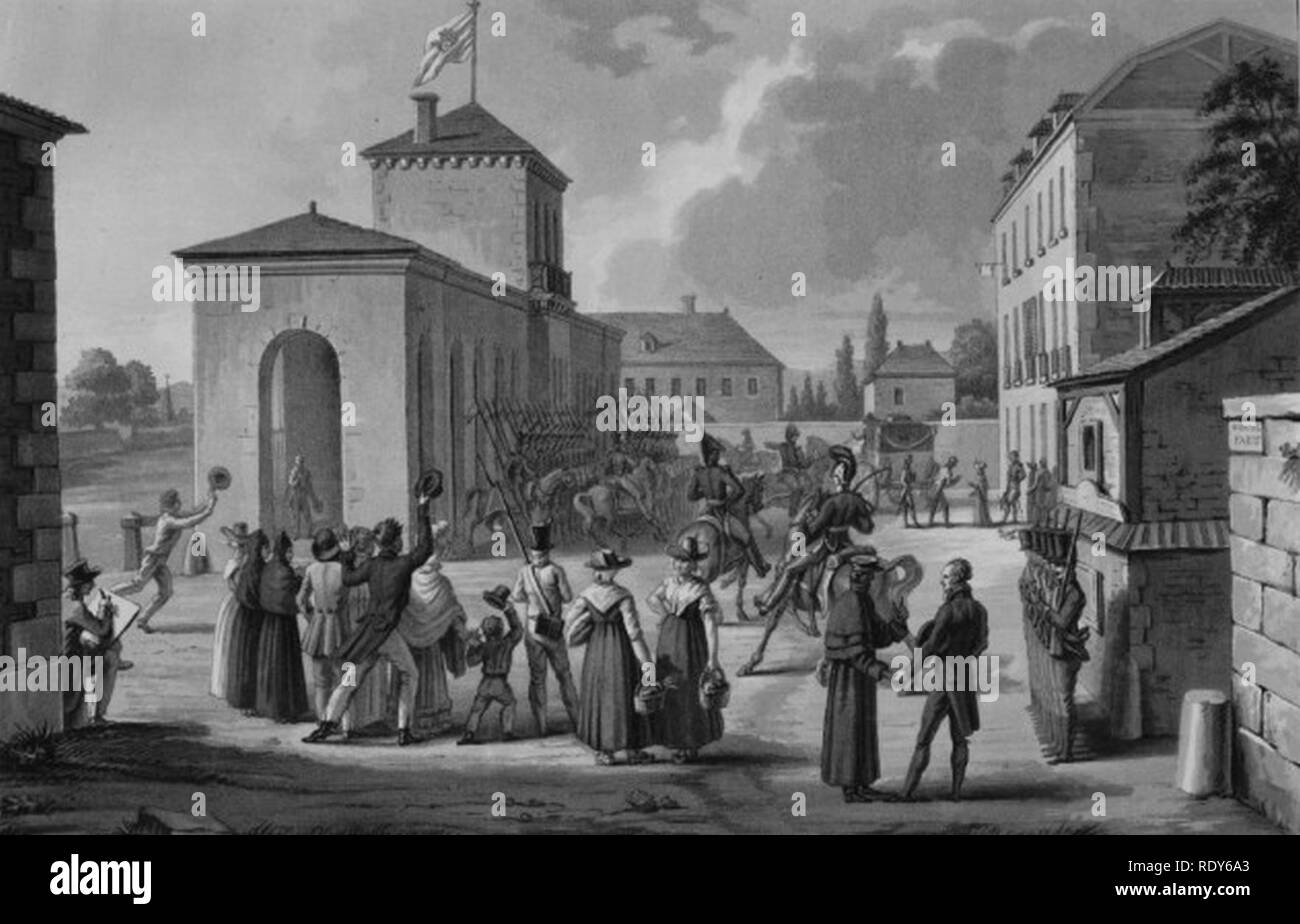Arrivée de la duchesse d'Angoulème à Vichy le 12 juillet 1816 - Gravure de Jazet. XIXe. Banque D'Images