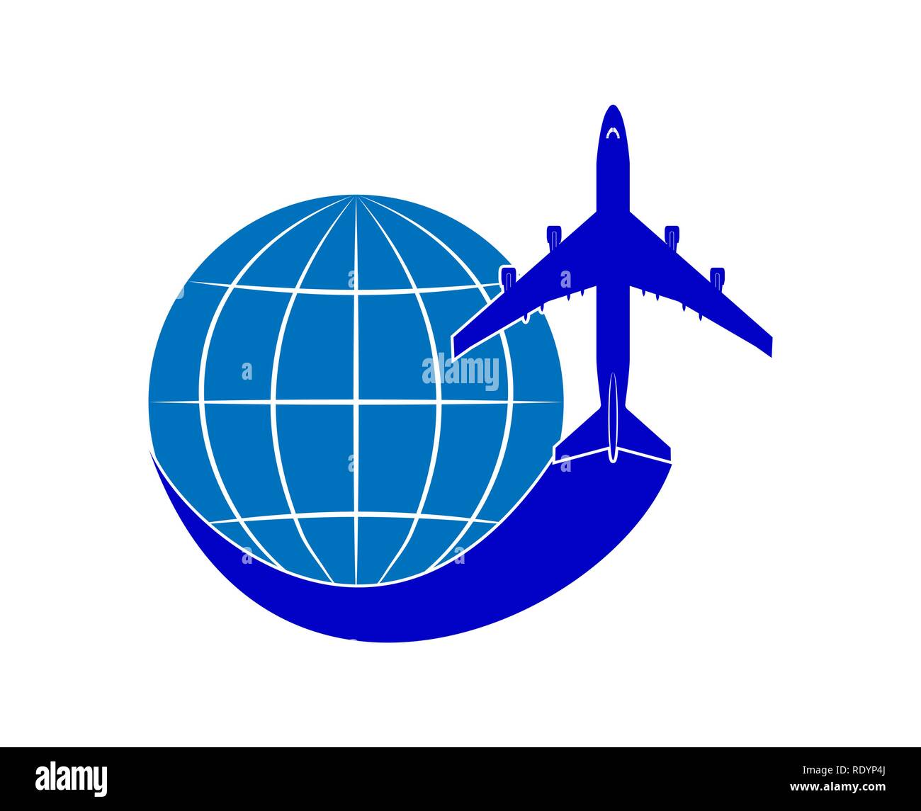 Logo sur le thème de l'aviation. Le transport aérien. Vol de l'avion et le globe. Illustration de Vecteur