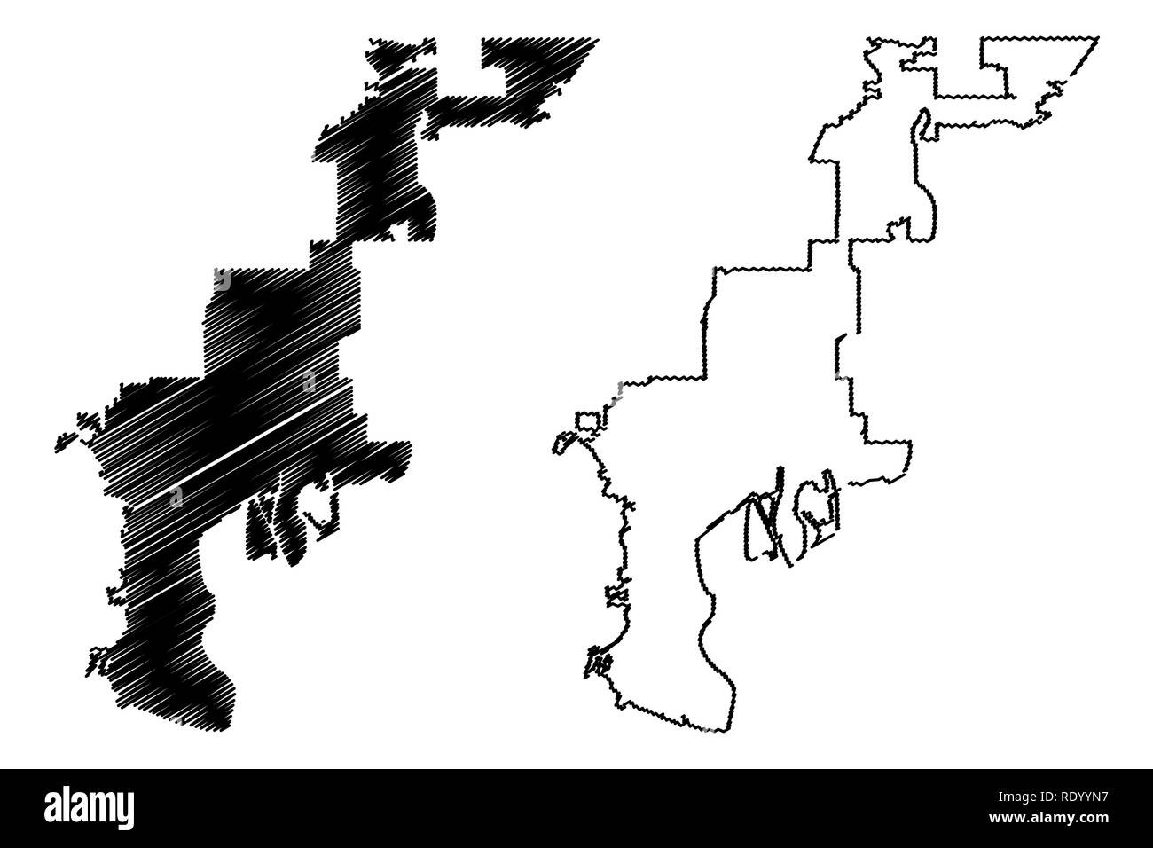 La ville de Tampa (États-Unis villes, United States of America, USA) site vector illustration, scribble sketch carte Ville de Tampa Illustration de Vecteur