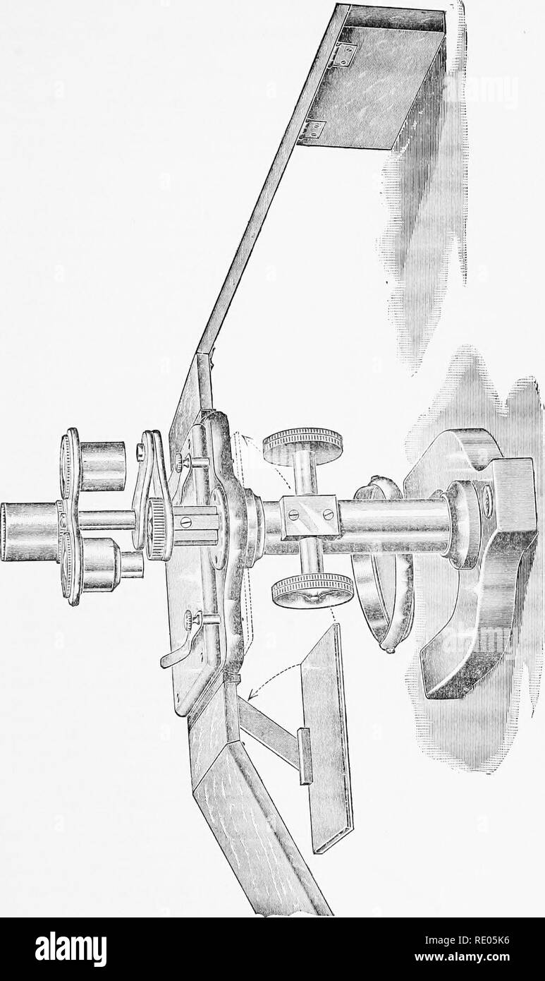 . Le microscope ; une introduction aux méthodes microscopiques et à l'histologie. Microscopes ; 1899. Fig. 20. Microscope à dissection avec repose main et le nez-pièce pour plusieurs lentilles de puissance différente, (Bausch & Lomb Optical Co. ;).. Veuillez noter que ces images sont extraites de la page numérisée des images qui peuvent avoir été retouchées numériquement pour plus de lisibilité - coloration et l'aspect de ces illustrations ne peut pas parfaitement ressembler à l'œuvre originale.. Gage, Simon Henry, 1851-1944. Ithaca, N. Y. , Comstock Publishing Company Banque D'Images