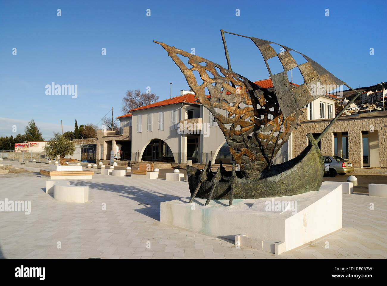 La Croatie, Senj village. Monument aux défenseurs croates J a été tué dans la guerre (guerres de Yougoslavie 1991-1995) Banque D'Images