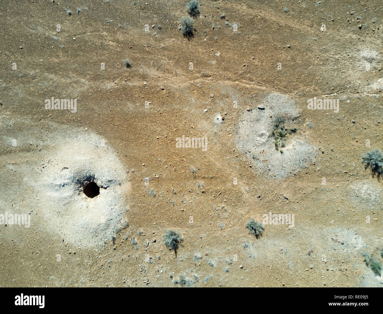 Vue aérienne de l'arbre les résidus provenant d'une petite mine d'opale demander à Andamooka Australie du Sud Banque D'Images