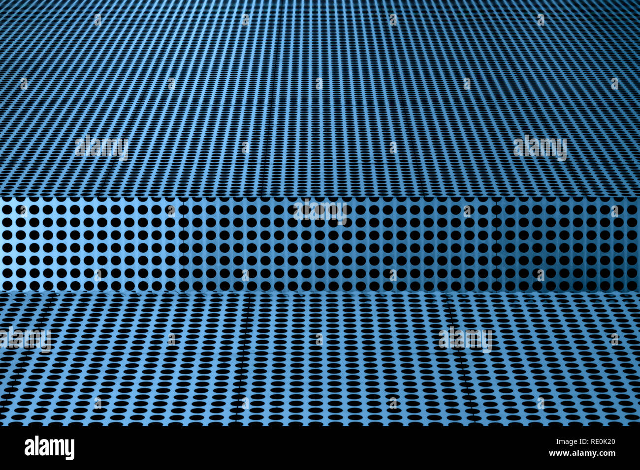 Résumé des points noirs sur la surface métallique du plafond à l'extérieur du Musée d'art de Tampa, Floride Banque D'Images