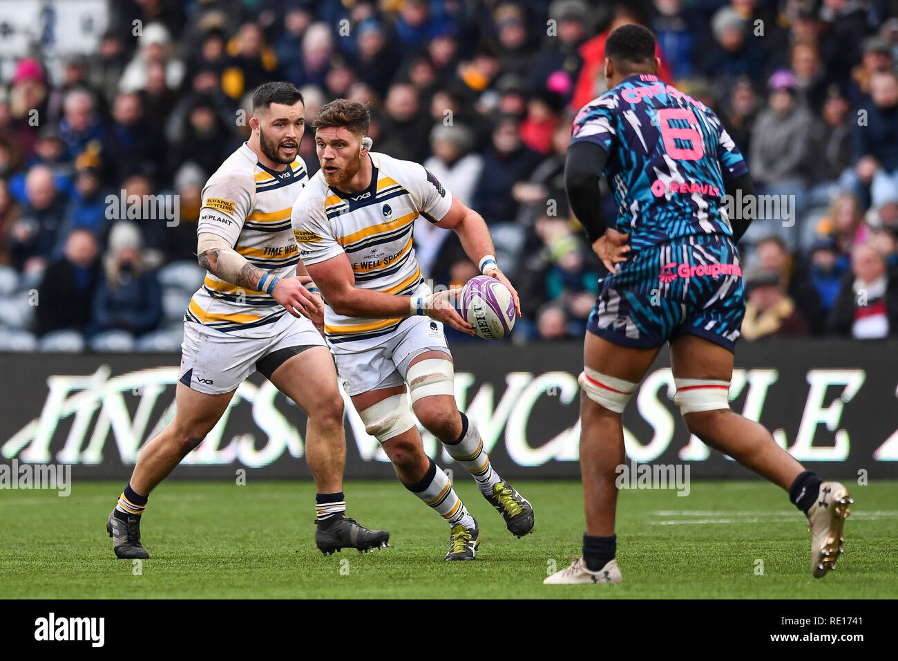 19 janvier 2019, Sixways Stadium, Worcester, Angleterre ; European Challenge Cup, Worcester vs Stade Francais ; Darren Barry de Worcester Warriors en action Crédit : Craig Thomas/news Images Banque D'Images