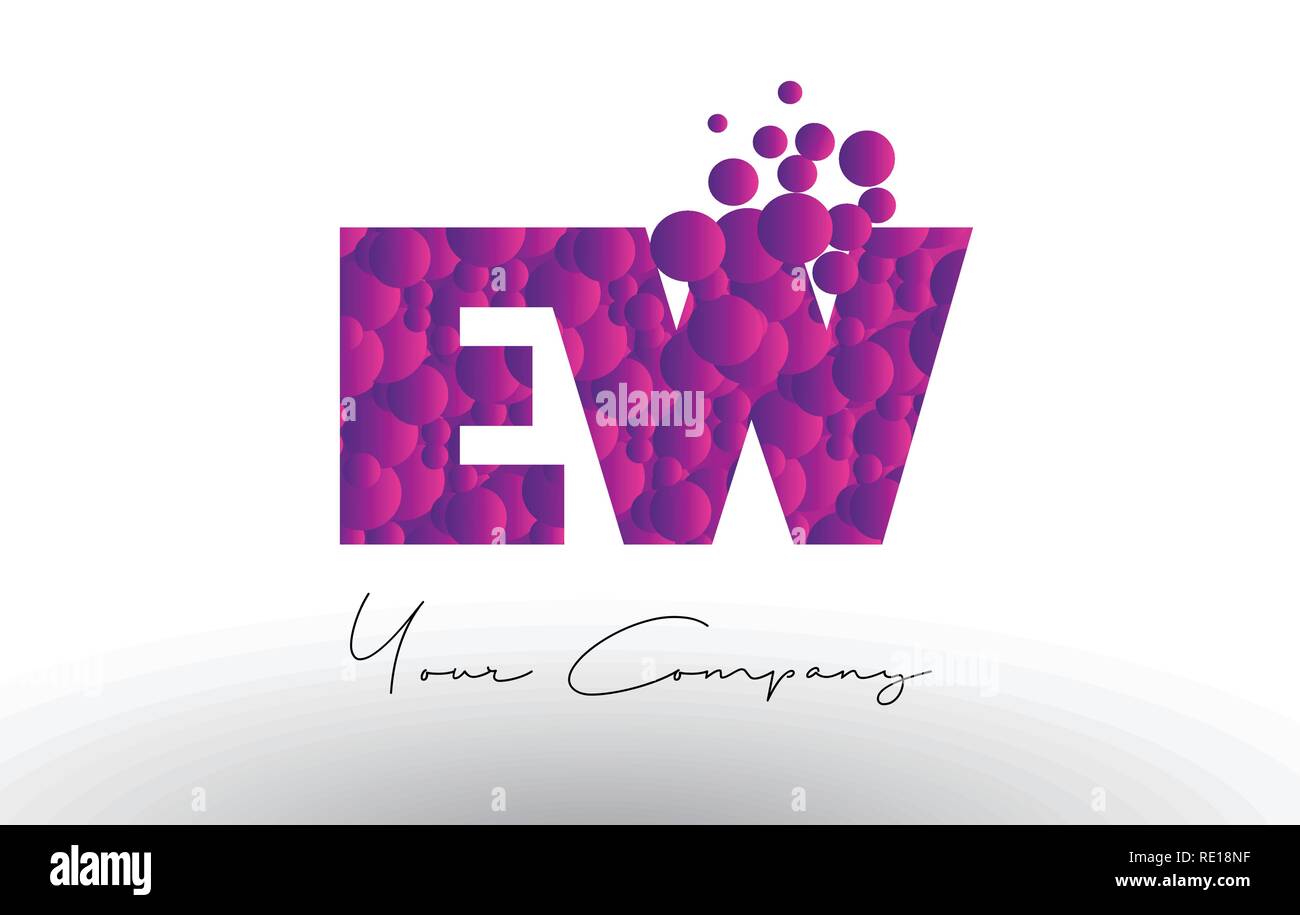 EW E W Points Lettre avec logo rose violet magenta Texture bulles vecteur. Illustration de Vecteur