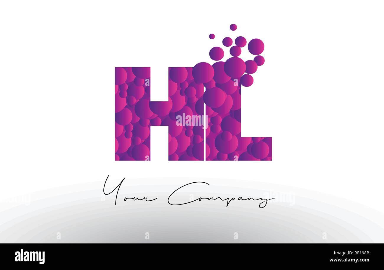 Points HL H L Lettre avec logo rose violet magenta Texture bulles vecteur. Illustration de Vecteur