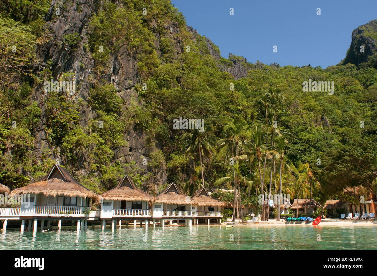 El Nido resorts Docks de Miniloc island, Bacuit archipelago, Palawan, Philippines, Asie du Sud, Asie Banque D'Images