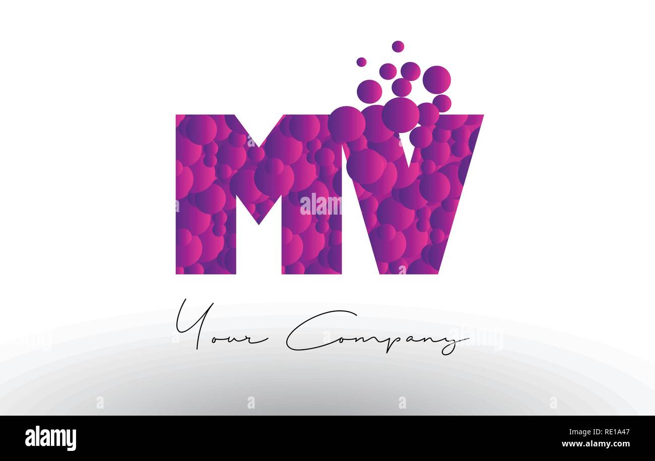 MV M V Points Lettre avec logo rose violet magenta Texture bulles vecteur. Illustration de Vecteur