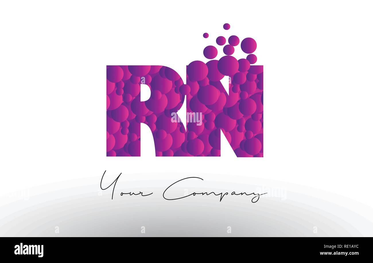RN R N Points Lettre avec logo rose violet magenta Texture bulles vecteur. Illustration de Vecteur