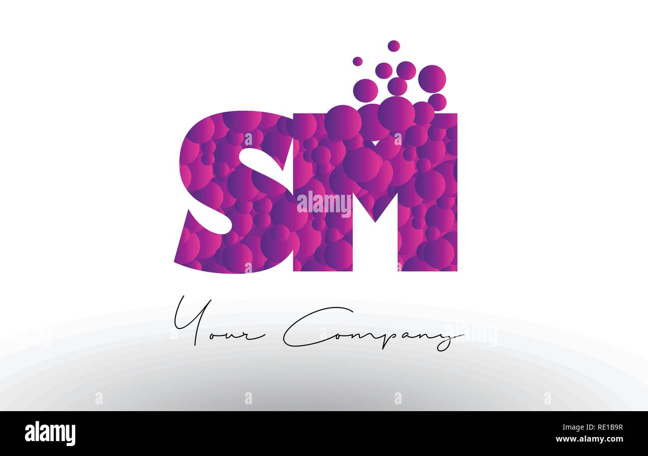 SM S M Points Lettre avec logo rose violet magenta Texture bulles vecteur. Illustration de Vecteur