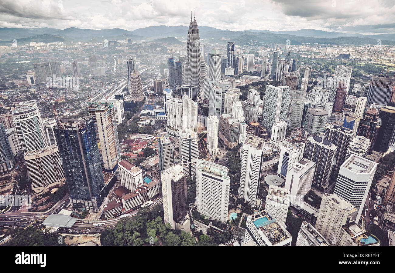 L'horizon de Kuala Lumpur, Malaisie, photo aux tons de couleur. Banque D'Images
