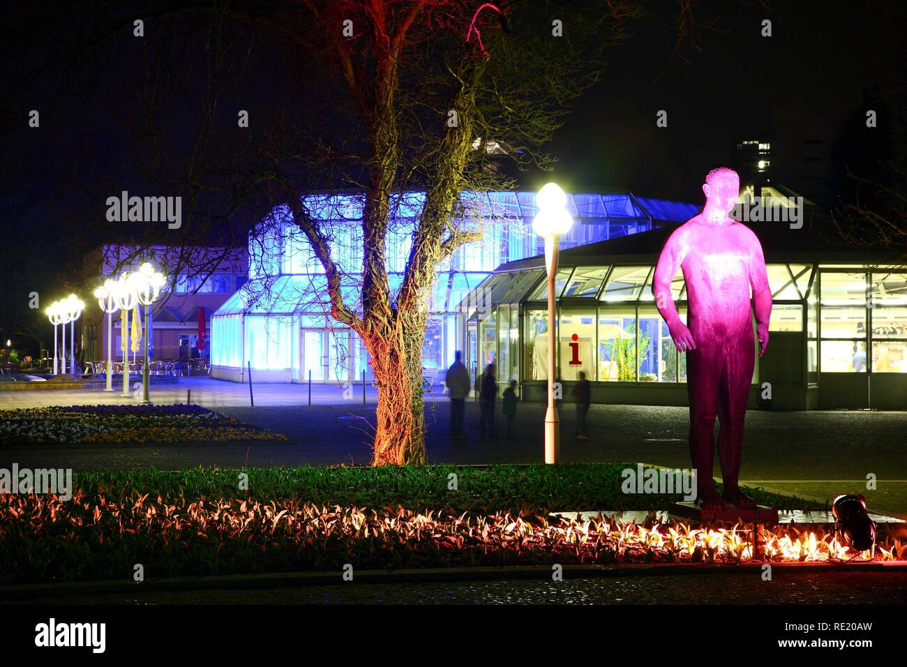 Allumé en oeuvres d'art dans une œuvre artistique, l'installation des feux, parc Gruga Essen, Germany, Europe Banque D'Images