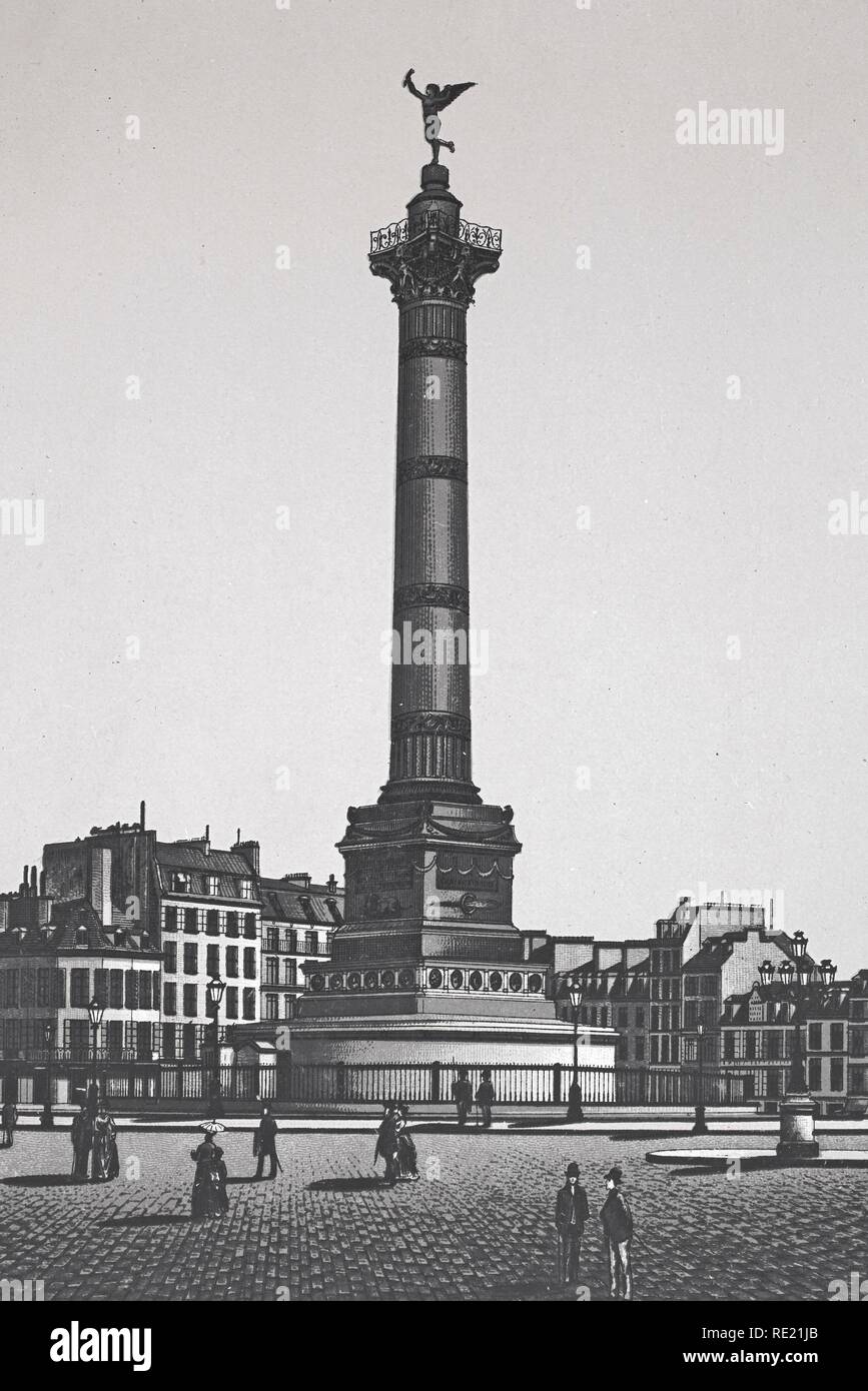 Colonne de Juliette, la plaque de cuivre historique de la gravure, autour de 1890, Neal's, Paris, France, Europe Banque D'Images