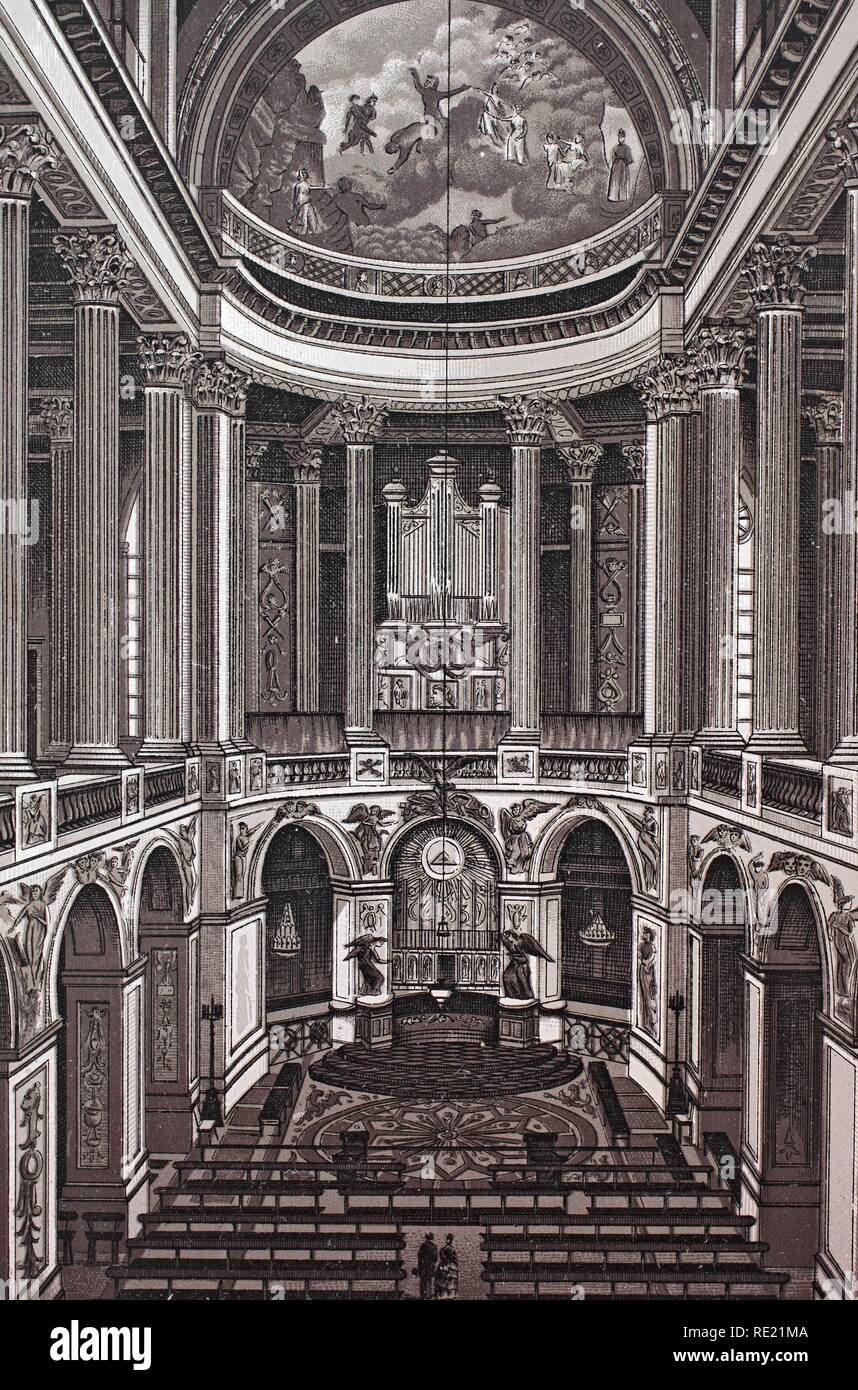 La chapelle du château, la plaque de cuivre historique de la gravure, autour de 1890, Neal's, Paris, France, Europe Banque D'Images