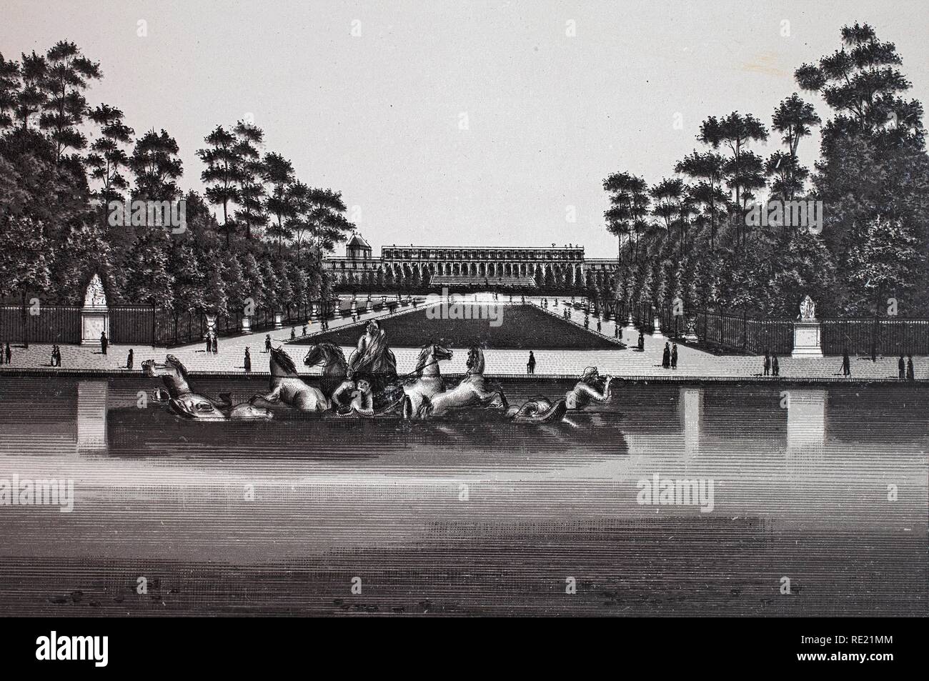Le Bassin d'Apollon, la plaque de cuivre historique de la gravure, autour de 1890, Neal's, Paris, France, Europe Banque D'Images