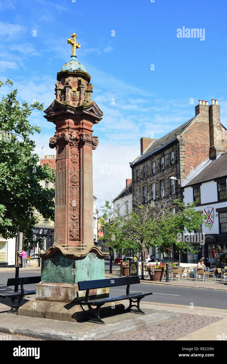 Croix du Vieux Marché, Place du marché, Hexham, Northumberland, Angleterre, Royaume-Uni Banque D'Images