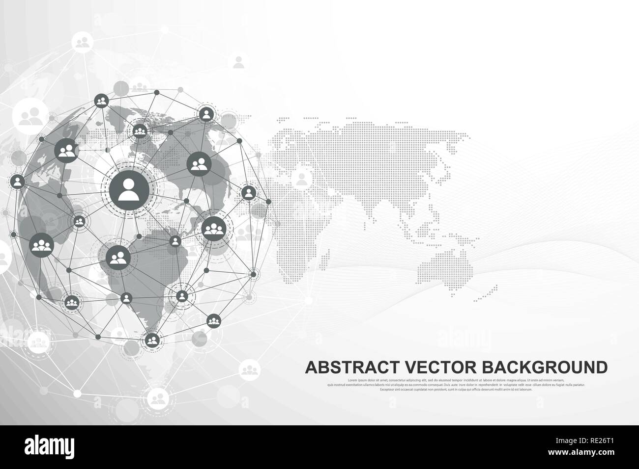 La structure globale et la connexion de données de réseau concept. Réseau social dans la communication des réseaux informatiques mondiaux. La technologie de l'Internet. L'entreprise. La science. Vector illustration. Illustration de Vecteur