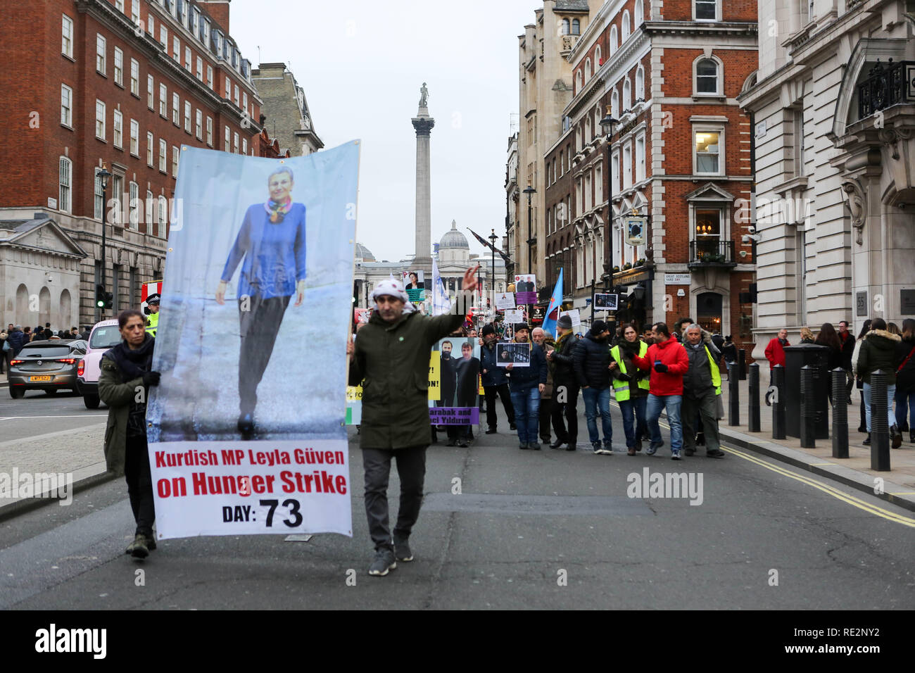 Londres, Royaume-Uni. 19 Jan, 2019. Pour mettre en valeur de démonstration homme politique Kurde emprisonné Leyla Güven a atteint un état critique et a été incapable de voir son avocat en raison de problèmes de santé causés par sa longue grève de la faim. Penelope Barritt/Alamy Live News Banque D'Images