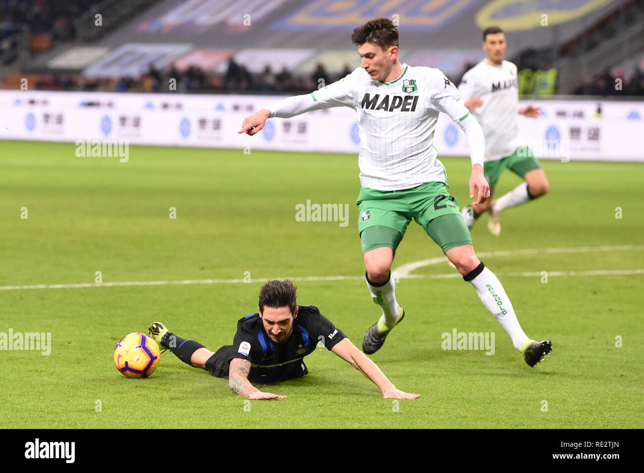 Foto Claudio Grassi/LaPresse 19 gennaio 2019 Milano (Mi) Italia sport calcio vs Inter Sassuolo - Campionato di Calcio Serie A TIM 2018/2019 - stadio Giuseppe Meazza. Il rigore nella foto : dall'reclamato Photo Inter Claudio Grassi/LaPresse 19 janvier 2019 Milan (MI) Italy sport soccer FC Internazionale Milan vs US Sassuolo - championnat de football italien Serie A Ligue TIM 2018/2019 - stade Giuseppe Meazza. Dans le pic : Inter mort voulait Banque D'Images