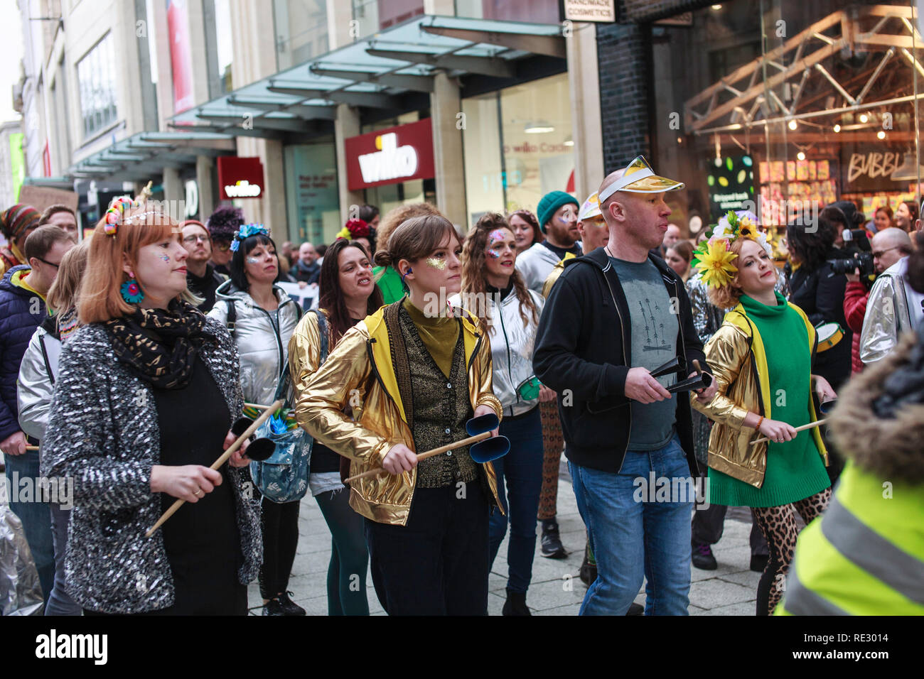 Cardiff, Royaume-Uni. 19 janvier, 2019. Enregistrer & Gwdihŵ Guildford mars Crescent à Cardiff en tant que lieu de musique indépendante et de petites entreprises fermer localement dans le nom de l'embourgeoisement. Credit : Taz Rahman/Alamy Live News Banque D'Images