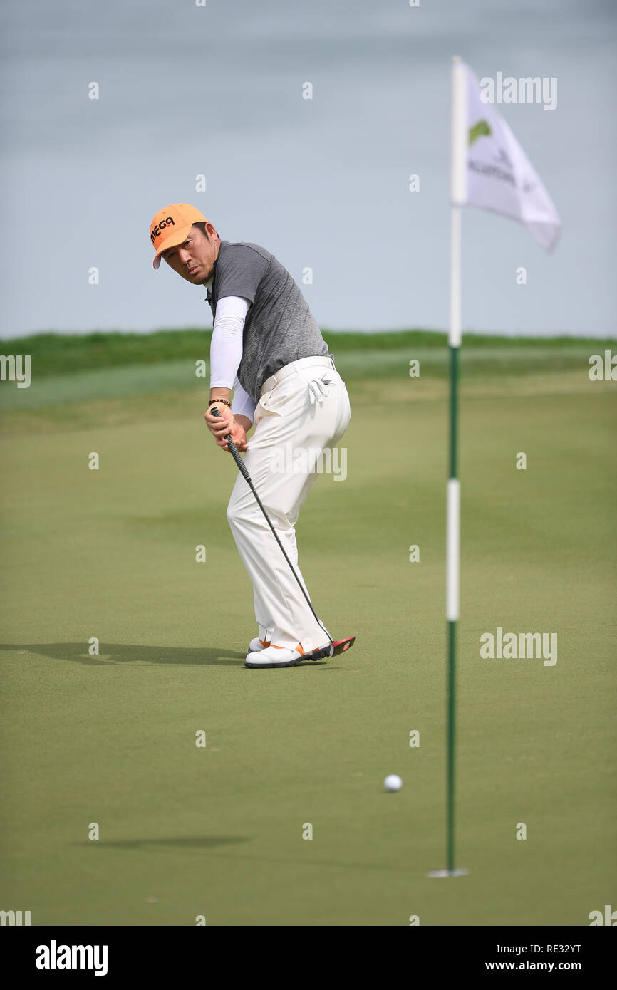 Singapour. 19Th Jul 2019. Hosung Choi (KOR), Jan 19, 2019 - Golf : Golf sur le 7e trou lors de la ronde 3 de la SMBC Singapour Ouvrir 2019 Credit : Haruhiko Otsuka/AFLO/Alamy Live News Banque D'Images