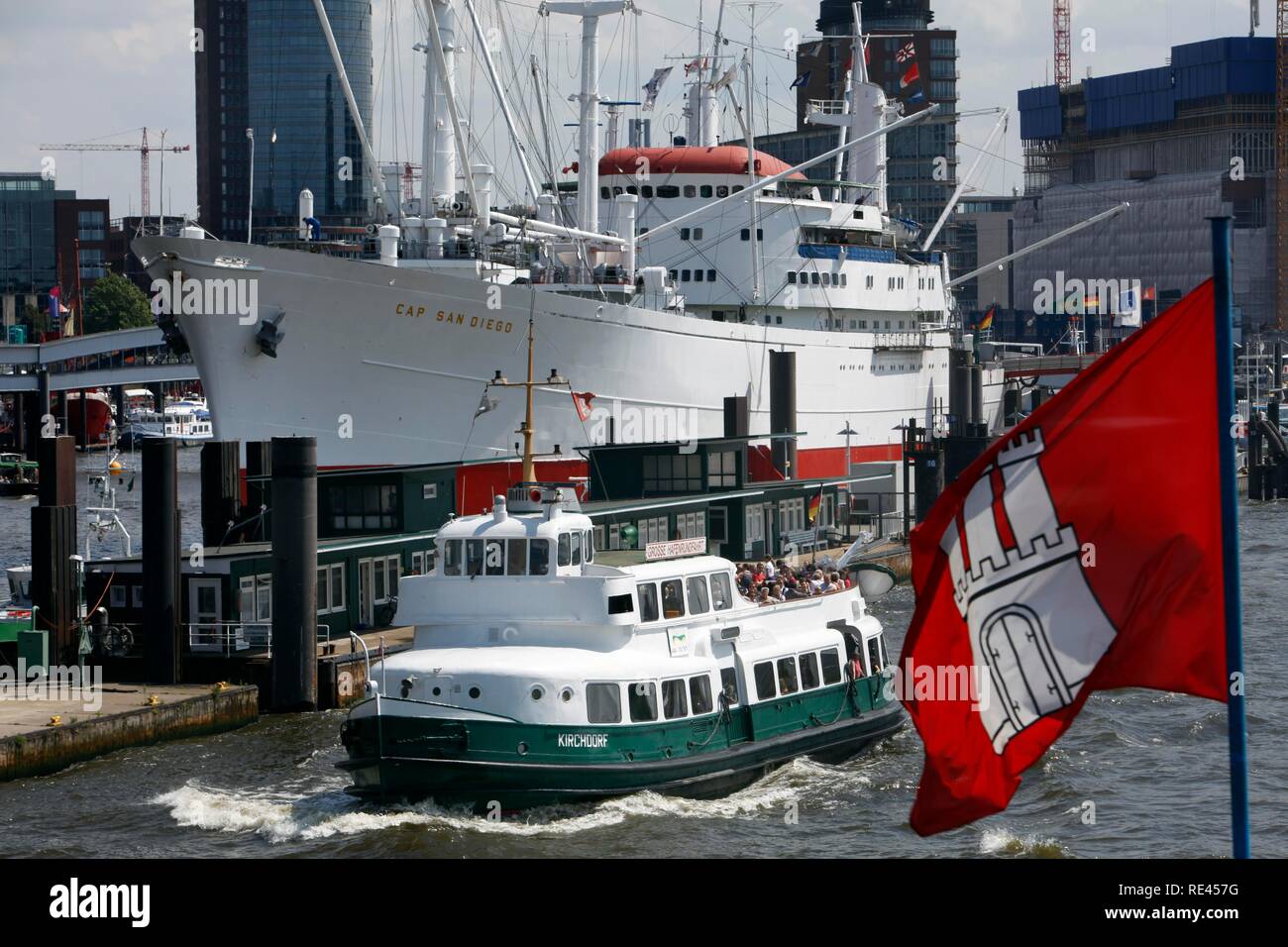 Bateau Musée, ancien cargo Cap San Diego, Landungsbruecken jetées, Saint Pauli, Hambourg Banque D'Images