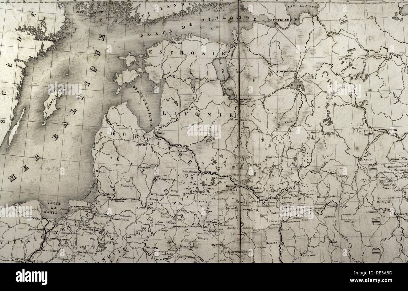 Carte de Napoléon. La Russie. Détail des États de la mer Baltique et le golfe de Finlande. Atlas de l'Histoire du Consulat et de l'Empire. Histoire du Consulat et l'Empire de la France sous Napoléon par Marie Joseph Louis Adolphe Thiers (1797-1877). Dessins par Dufour, gravures par Dyonnet. Édité à Paris, 1864. Banque D'Images