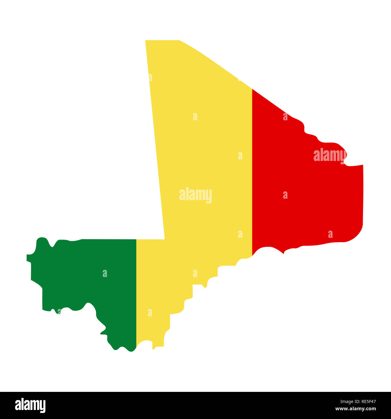 Carte du Mali avec l'intérieur du pavillon. Illustration du Mali Banque D'Images