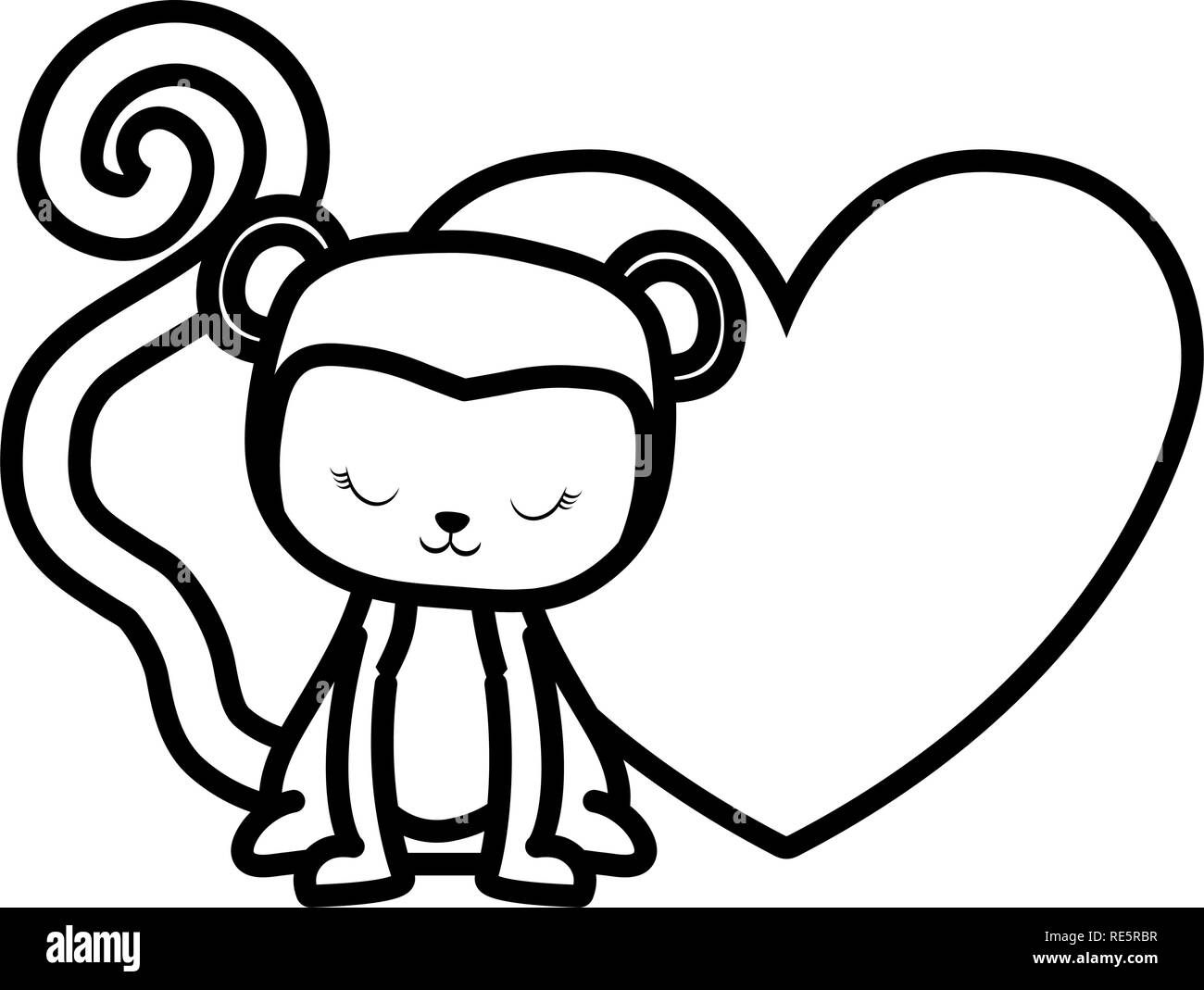 Et mignon petit singe avec coeur vector illustration design Illustration de Vecteur