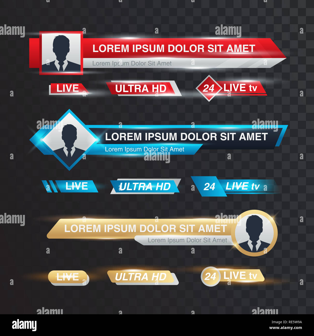 Bars, vecteur TV News bannière pour la TV en streaming la diffusion illustration vidéo Banque D'Images