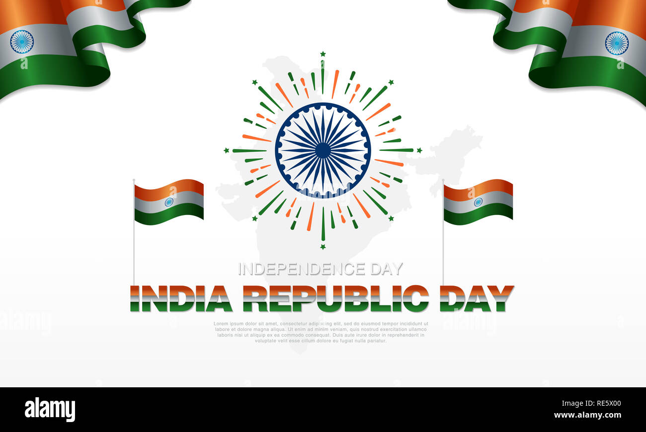 Illustration de l'heureux jour de la République indienne célébration affiche ou bannière, drapeau de l'Inde, le 26 janvier, jour de l'indépendance Banque D'Images