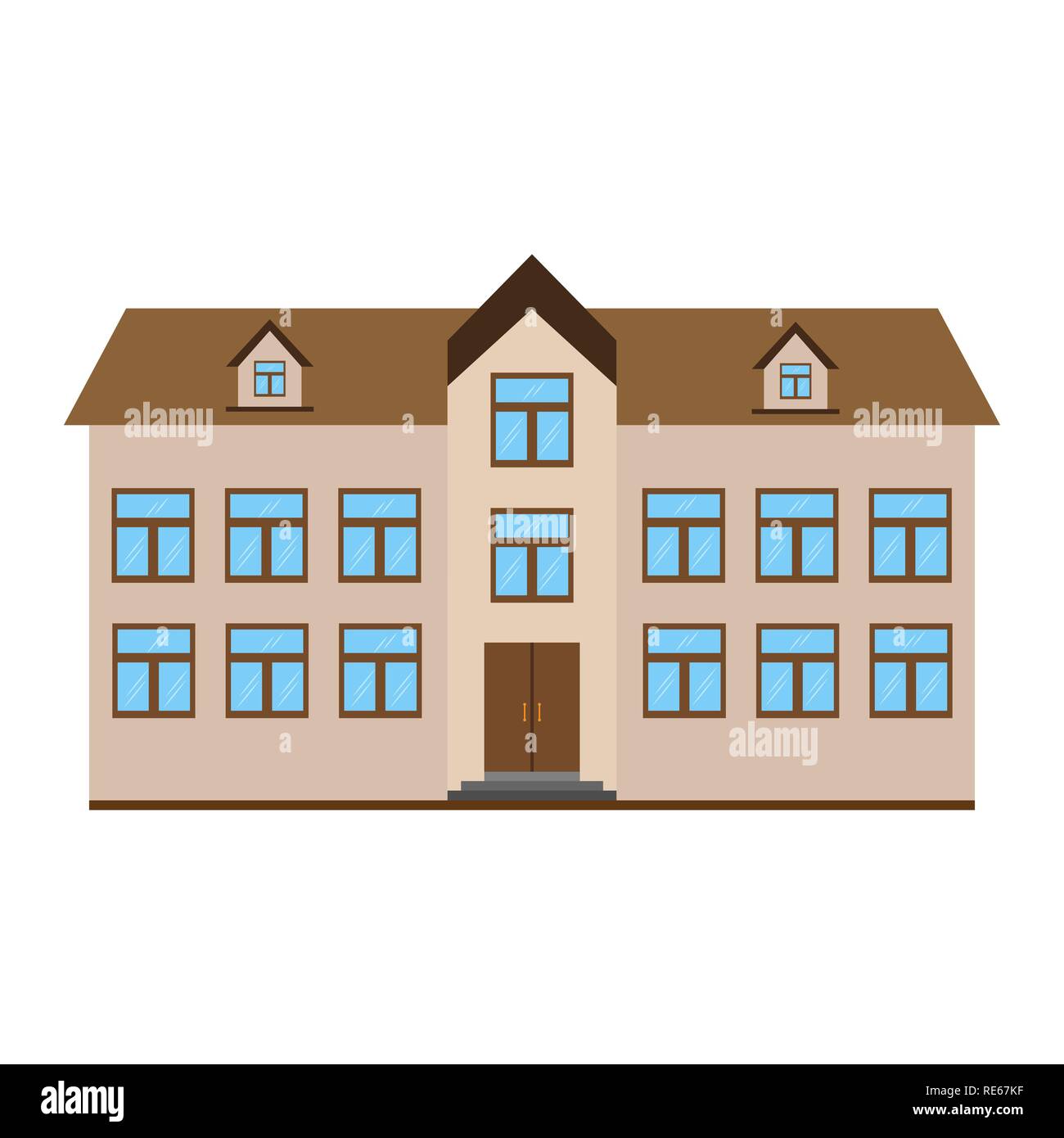 L'icône colorée d'un immeuble de deux étages avec un grenier Illustration de Vecteur